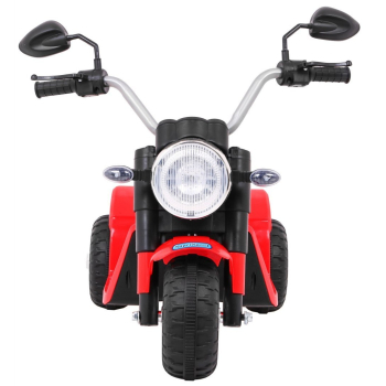 Motorek MiniBike na akumulator dla dzieci Czerwony + Dźwięki + Światła LED + Ekoskóra